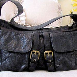 Kooba Black Pebbled Leather Satchel